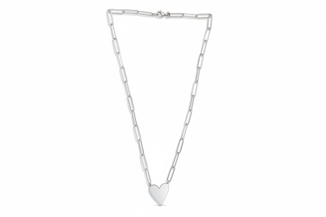 The Manhattan Heart: Solid .925 Sterling Silver Paperclip Necklace